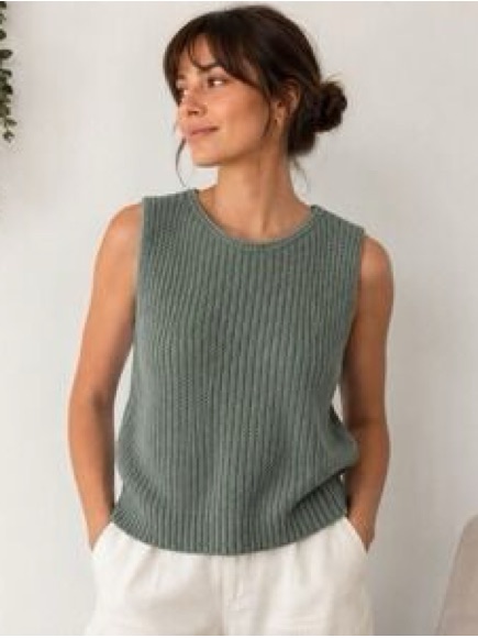 Abercrombie L Sleeveless Rib Knit Tank Top - Sage Green
